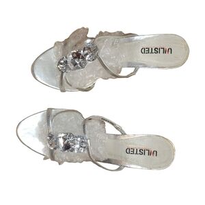 Unlisted Kenneth Cole Heels Silver Rhinestones  8